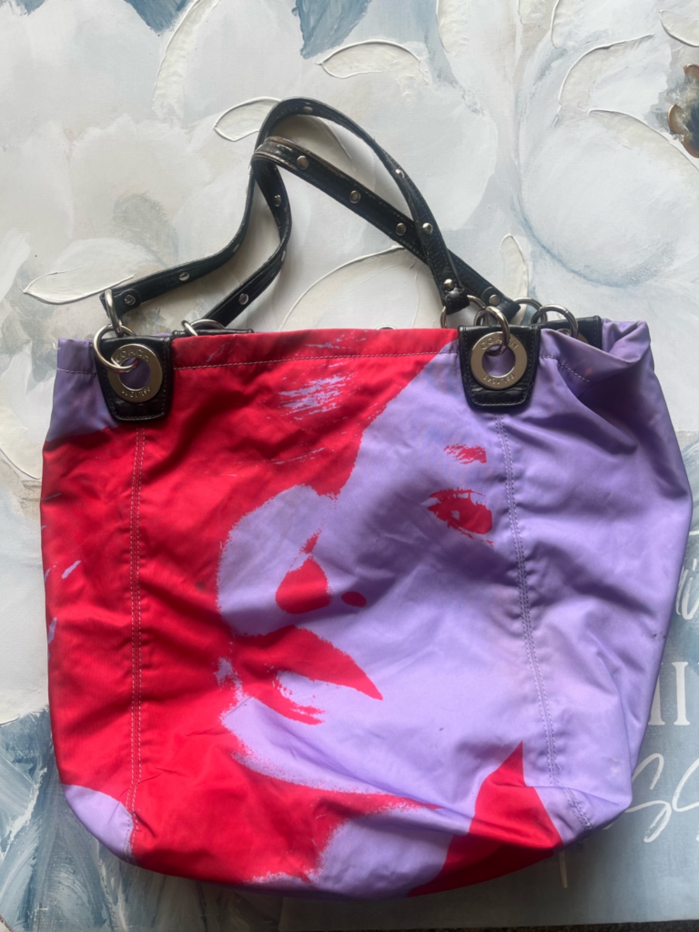 Coach Red and Purple Art Tote
